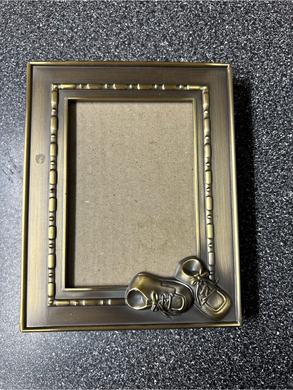 Burnes Of Boston Bronze Picture Frame with Baby Shoe Accent